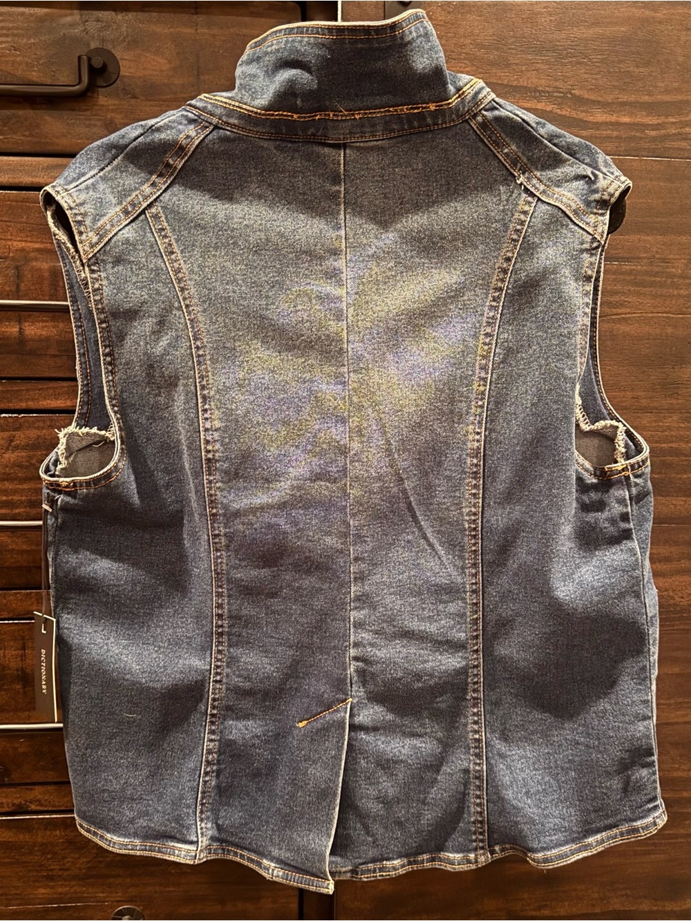 Dictionary Women's Dark Blue Denim Double-Breasted Vest - Picture 5 of 5